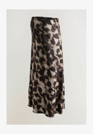 Maximekko leopardikuosisessa pehmeässä, kevyessä kankaassa, joka laskeutuu kauniisti. Musta-beige värimaailma, sileä pinta ja hienovarainen kiilto.