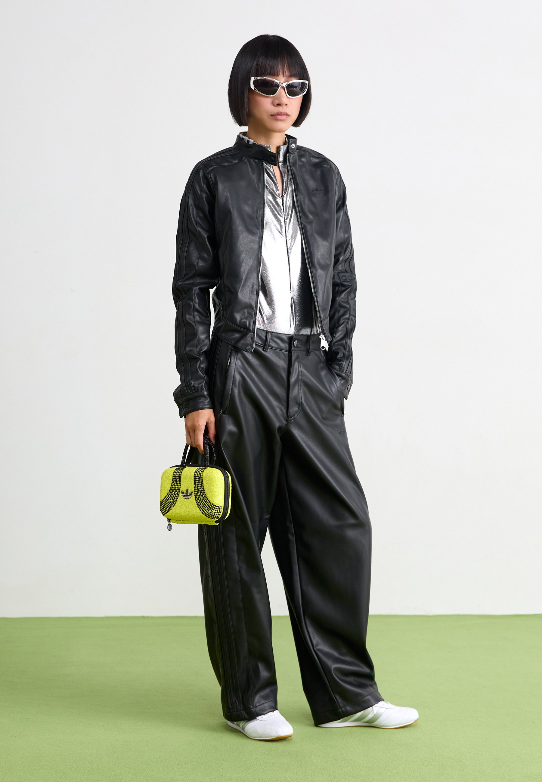 adidas FAUX LEATHER JACKET ブラック Kurtki adidas Faux Leather Jacket Black | Footshop