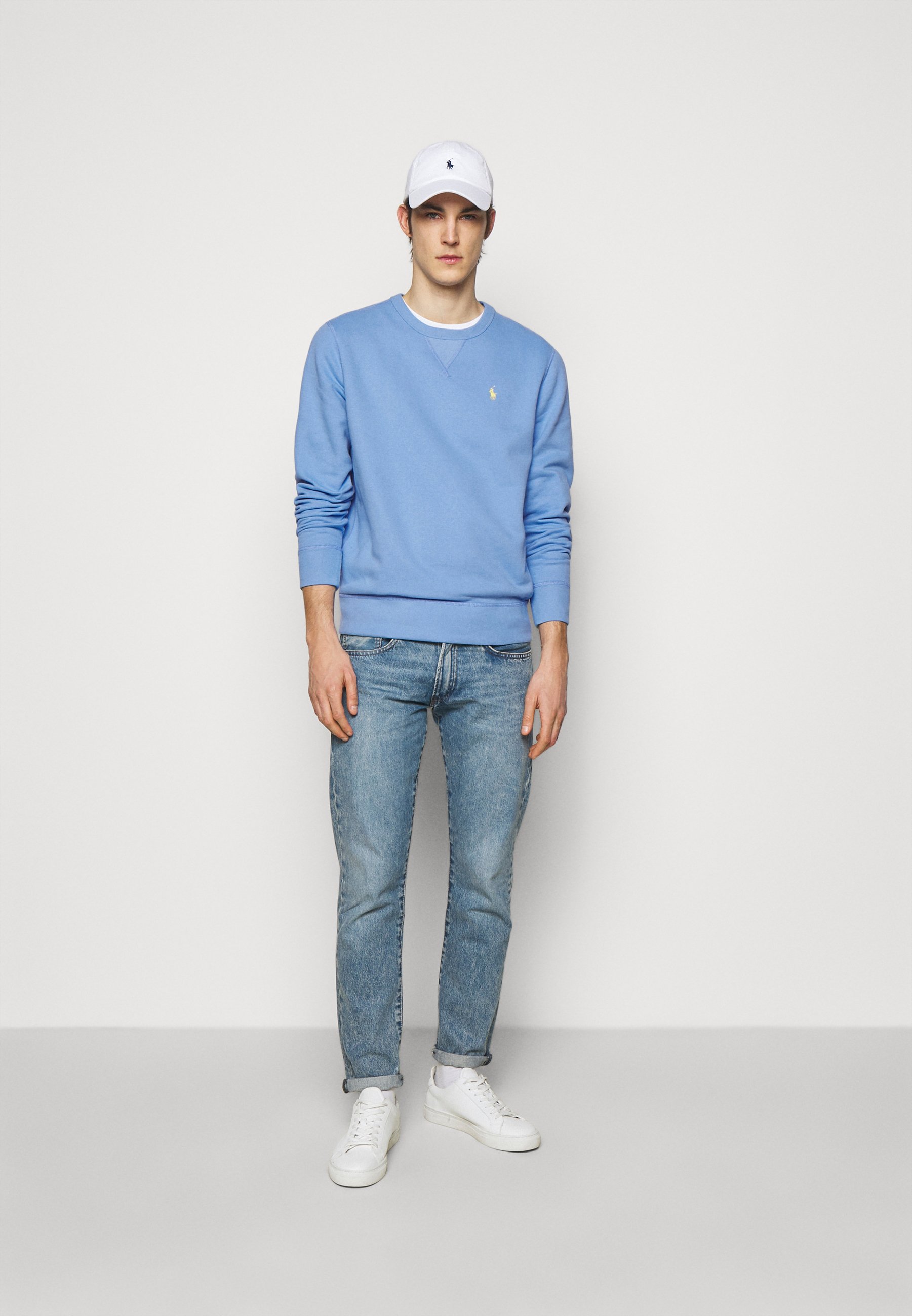 light blue polo sweater