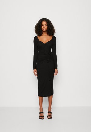 WAL G. DEL GATHERED MIDI - Φόρεμα από ζέρσεϊ - black