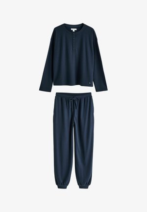 Next, REGULAR FIT - COSY WAFFLE LONG SLEEVE HENLEY PYJAMAS SET - Pyjama set - navy