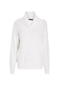 Witte oversized trui met een kraag. Zacht, gestructureerd stof en geribde zoom en manchetten. Heeft een centrale naad aan de voorkant.