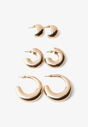 Bershka SET OF 3 PAIRS OF THICK - Boucles d'oreilles - gold coloured