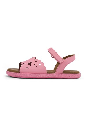 Rosa sandaler med en texturerad gummisula, en lekfull design med glassdetalj, justerbar rem och mjuk sulora.