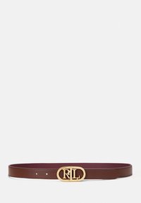Lauren Ralph Lauren OVAL LOGO REVERSIBLE LEATHER SKINNY BELT - Josta - pinot noir/dark mahogany