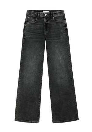 Weite Jeans aus dunkelgrauem Denim mit einer strukturierten Passform, fünf Taschen und einem Knopfverschluss am Bund.