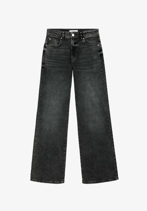 Wijdvallende jeans in donkergrijze denim, met een gestructureerde pasvorm, vijf zakken en een knoopsluiting bij de tailleband.