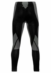 Schwarze Sportleggings mit Mesh-Einsätzen in einem geometrischen Muster, einem mittelhohen Taillenbund und einem figurbetonten Design für eine schlanke Silhouette.