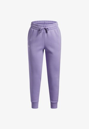Violets sporta bikses, kas izgatavotas no kokvilnas maisījuma, ar elastīgu jostu ar auklu, ribotām aprocēm un logotipa akcentu sānos.