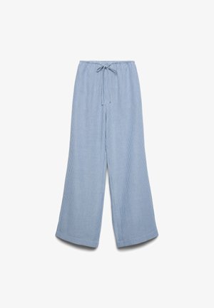Terranova, PANTALONI WIDE LEG A RIGHE EFFETTO LINO - Pantaloni - var blu