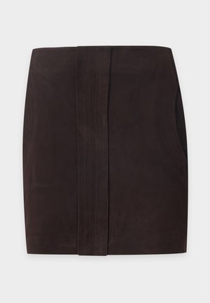 Bruuns Bazaar, SKIRT - Jupe en cuir - dark brown