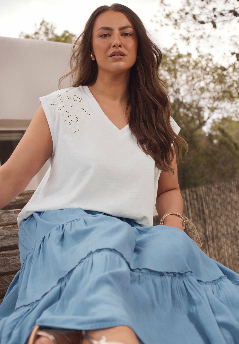 Jupe Plissée En Soie Bleue Sportmax - Taille 6 - Longueur Midi - Neuf Avec étiquettes