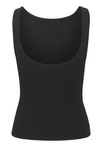 Débardeur noir sans manches vu de dos, avec une encolure dégagée et une coupe ajustée, présenté sur un fond blanc uni.