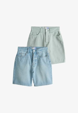 Next, PACK OF 2 - Denim shorts - mid blue/sage green