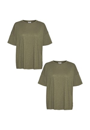 2 PACK RUNDHALS KURZARM - Basic T-shirt - olive