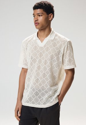 Next REGULAR FIT - CROCHET TEXTURED CUBAN COLLAR - Poloshirt - ecru white