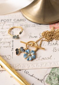 FABLE ENGLAND BUTTERFLY & FLOWER - Ketting - blue gold-coloured