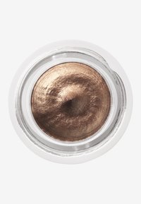 Bronze cream eyeshadow in a clear round jar; features a smooth, metallic texture with a subtle shimmer and a dome-shaped center.