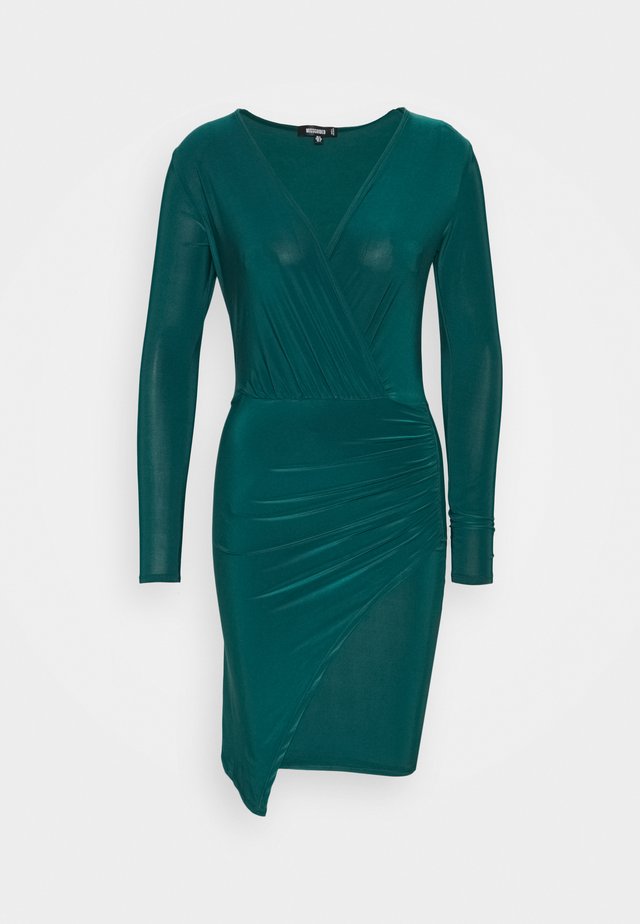 SLINKY WRAP OVER MINI DRESS - Robe fourreau - forest green