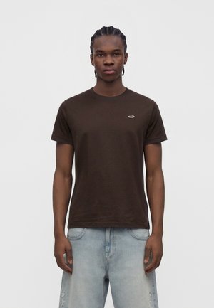 Hollister Co., SLIM CREW - Basic póló - dark brown