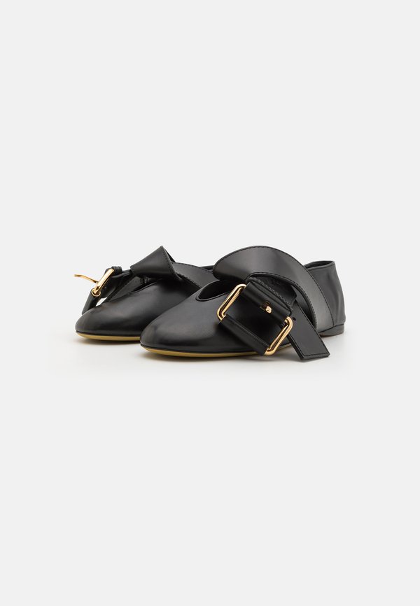 BELTED UP - Ankle strap ballet pumps - nero2
