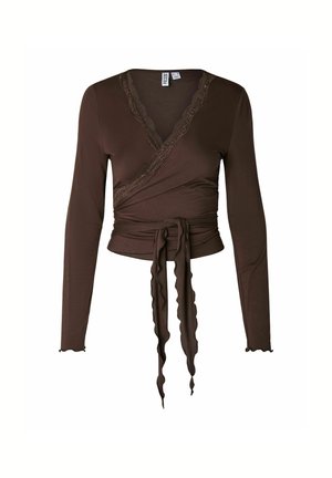 Pieces, WRAP TOP PCBARBERA ROYA - T-shirt à manches longues - hot fudge