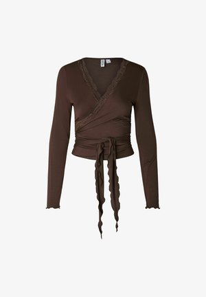 Pieces, WRAP TOP PCBARBERA ROYA - T-shirt à manches longues - hot fudge