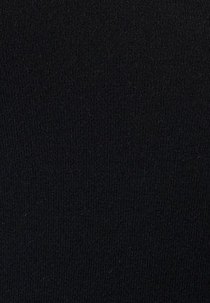 Black ribbed knit fabric with a textured surface, featuring vertical lines running consistently throughout the material.