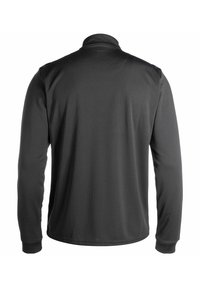 Mörkgrå långärmad skjorta med krage, tillverkad av textil med struktur. Har en slät baksida med rak fåll och figursydda manschetter.