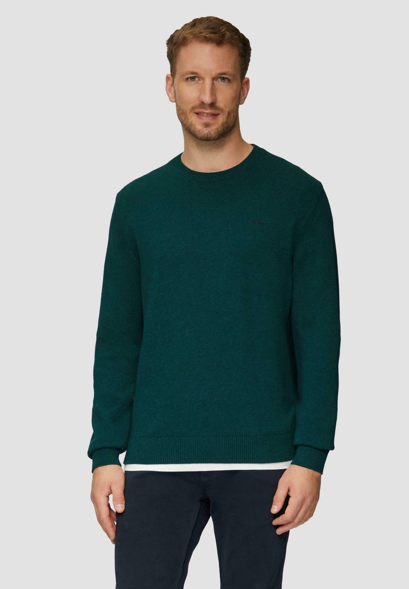 s.Oliver MIT LOGO-STICKEREI - Strickpullover - petrol