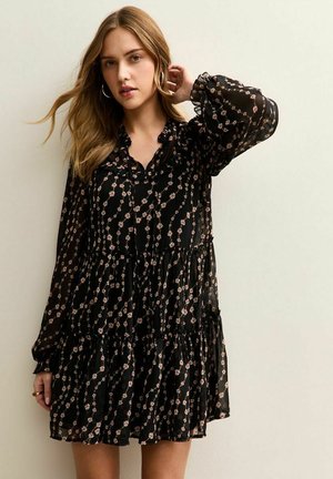 FLORAL RUFFLE  MINI  - Vestido informal - black pattern