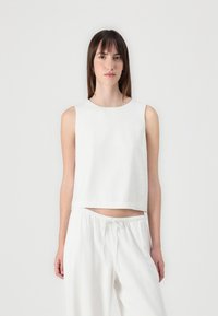 Abercrombie & Fitch - Tie-Back Linen-Blend Shell Top - Topper - white Miniatyrbilde 1
