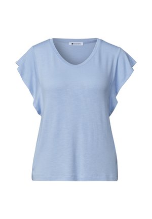 Street One, SHIRT WITH SHORT VOLANT-SLEEVES, niebieski