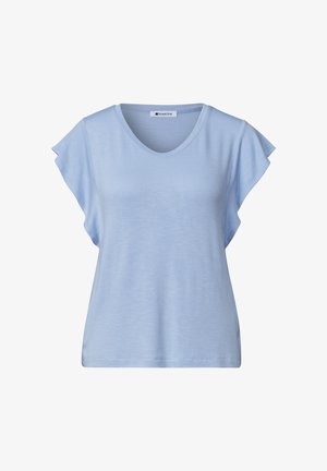 Street One, SHIRT WITH SHORT VOLANT-SLEEVES, niebieski
