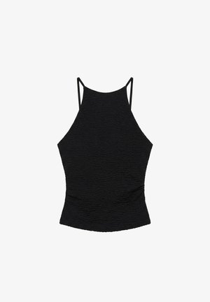 PULL&BEAR, TEXTURED HALTER - TOP - Débardeur - black