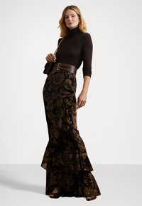 Lauren Ralph Lauren SILK BLEND ROLL NECK - Džemperis - circuit brown
