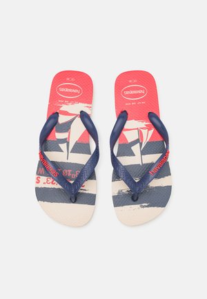 Havaianas TOP NAUTICAL UNISEX - Chanclas de dedo - beige straw/navy blue/ruby red