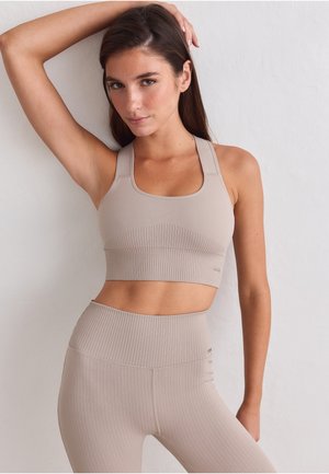 aim’n®, HIGH SUPPORT RIBBED BRA - Reggiseno sportivo con sostegno elevato - dark clay
