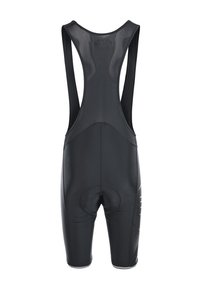 Czarne szorty rowerowe z panelami siateczkowymi z tyłu, wyściełanym obszarem na siedzenie oraz gładkim, elastycznym materiałem. Posiadają minimalistyczne akcenty logo po bokach.