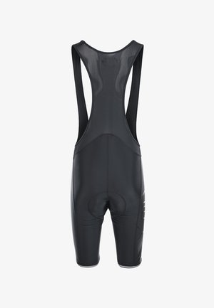 Czarne szorty rowerowe z panelami siateczkowymi z tyłu, wyściełanym obszarem na siedzenie oraz gładkim, elastycznym materiałem. Posiadają minimalistyczne akcenty logo po bokach.