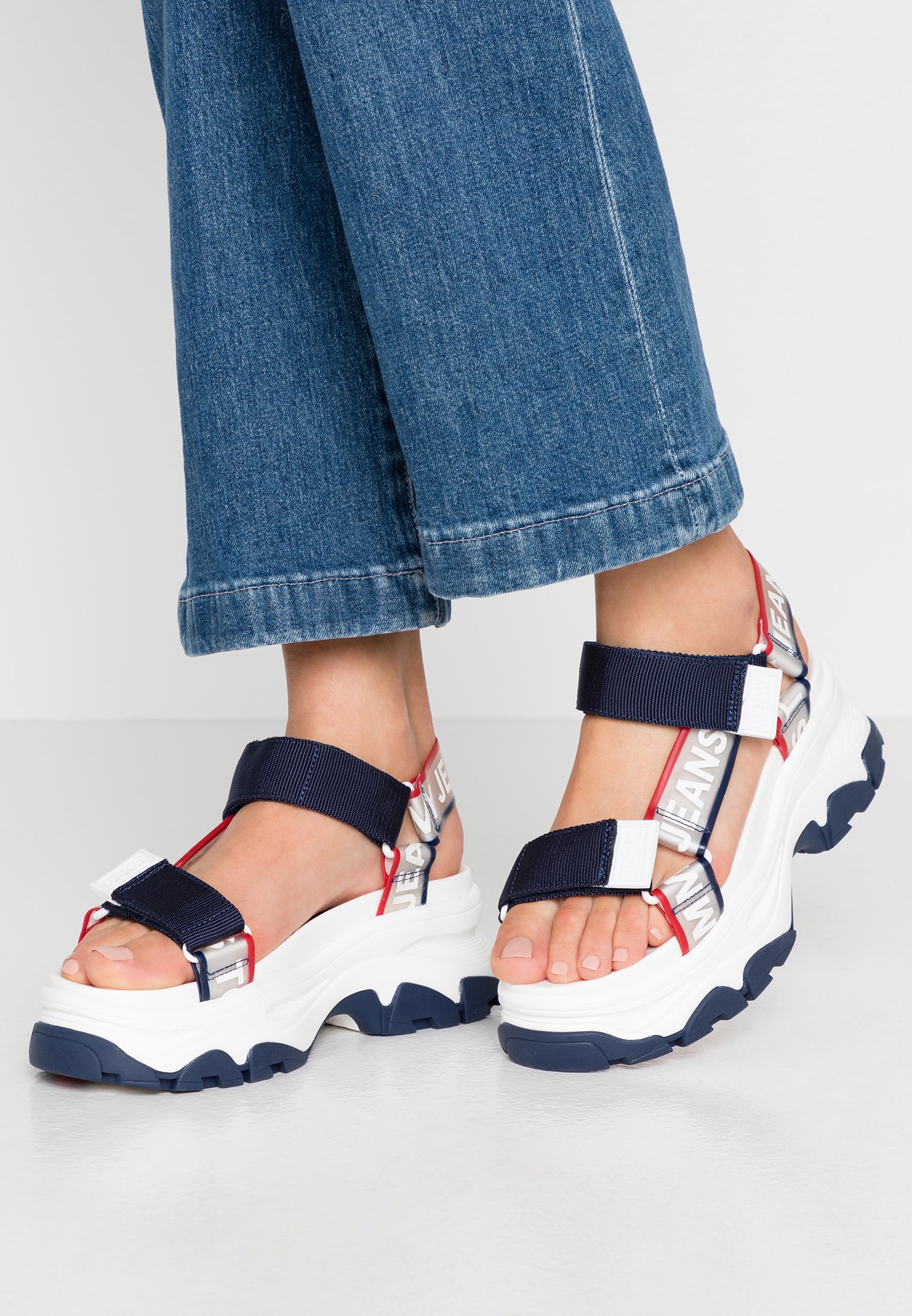 tommy jeans pop colour flatform sandals women's