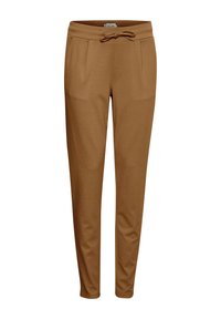 Brune sweatpants lavet af blødt materiale, med snøre i taljen, to fortil lommer og en tapered bendesign.
