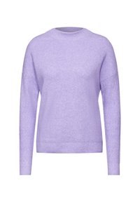 Pull en maille violet avec manches longues, encolure ronde, motif texturé et ourlet côtelé. Fabriqué en tissu doux pour un confort optimal.
