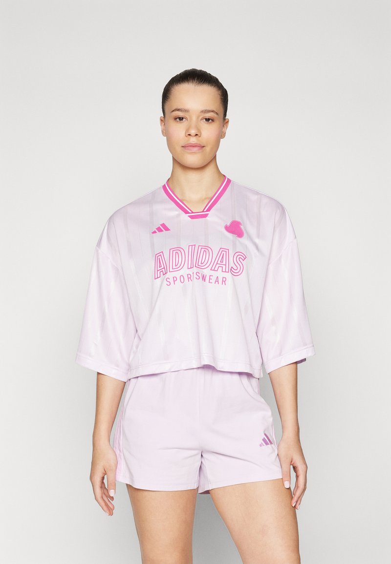 adidas Sportswear - TIRO CUT 3 STRIPES OVERSIZED  - Print T-shirt - ice lavender/lucid fuchsia/white, Enlarge