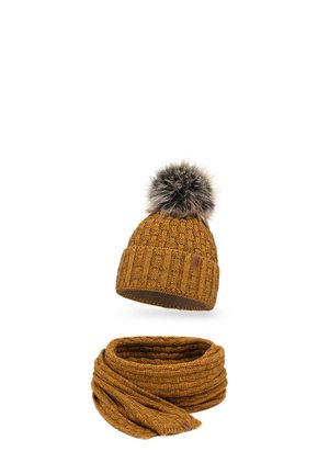 7015 BEANIE AND SCARF SET - Sjaal - dark yellow