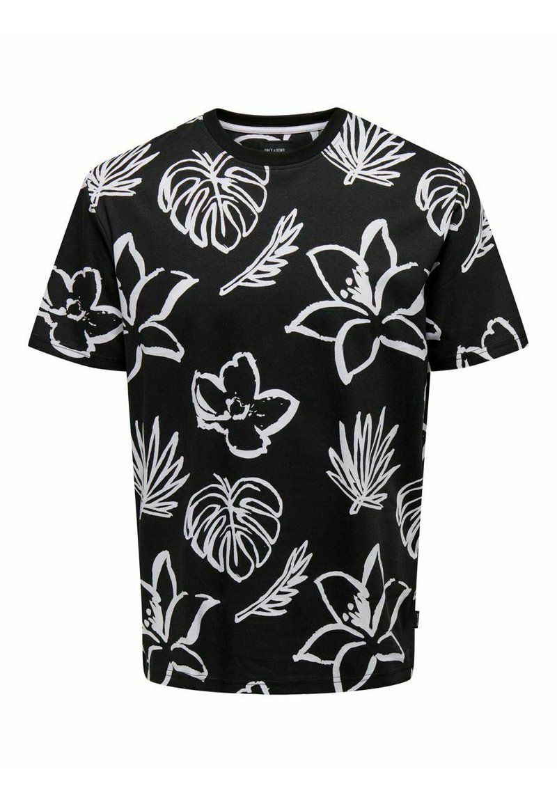 Only & Sons - ONSADAM REG SS AOP - T-shirts print - black, Forstør