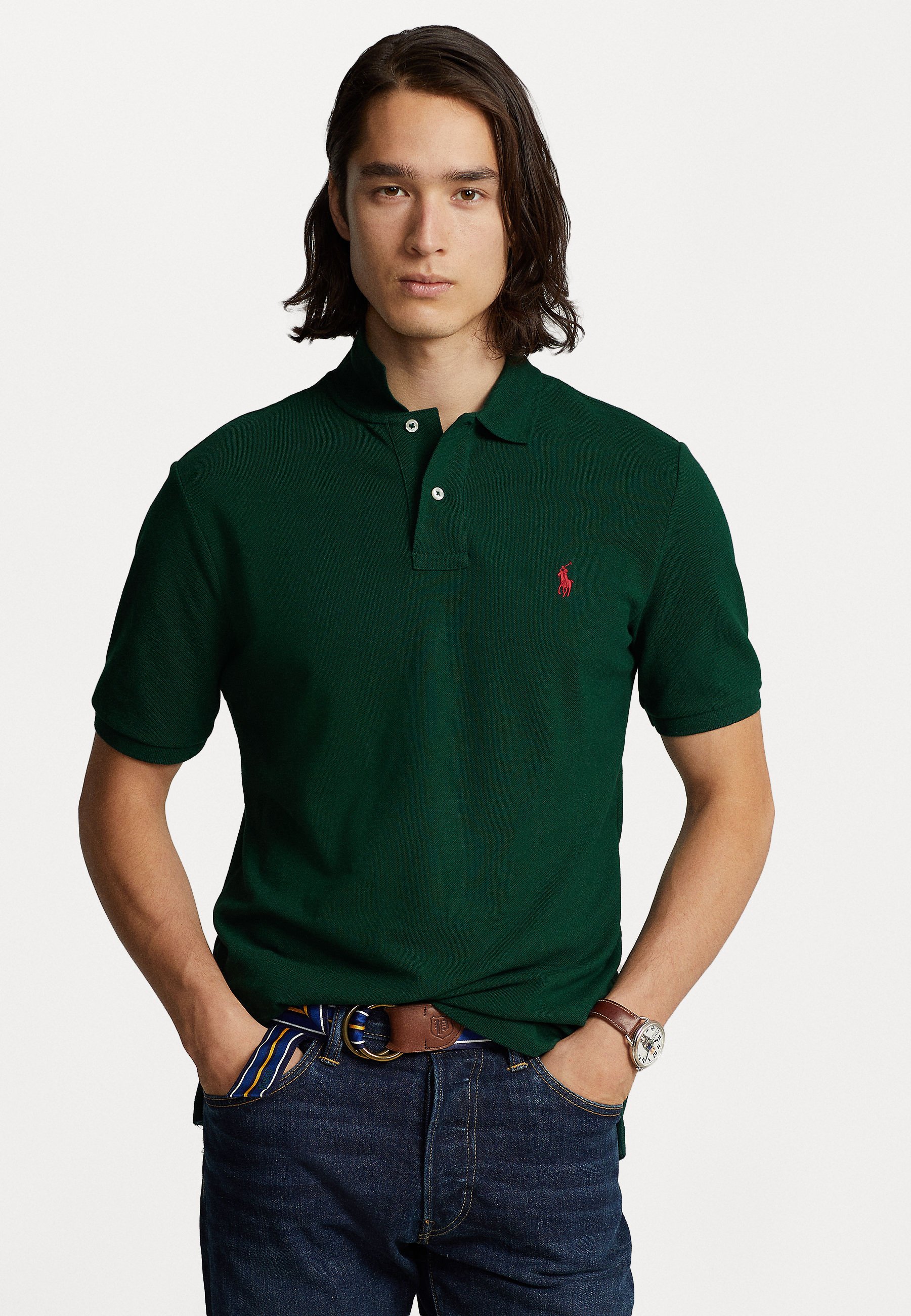dark green polo tshirt