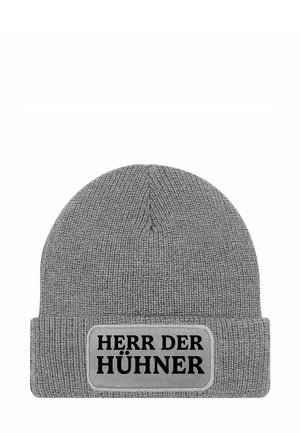 MIT PATCH IT SPRUCH HERR DER - Beanie - hühner grau
