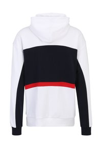 Hoodie met een kleurverloopontwerp in wit, marineblauw en rood. Gemaakt van zachte stof met ribgebreide manchetten en zoom.