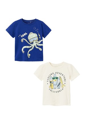 Name it 2 PACK  - T-Shirt print - blau weiß